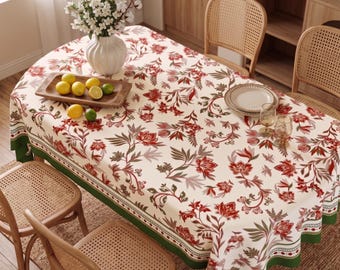 French Country Floral Tablecloth,Rustic Farmhouse Dining Decor,Rectangular Table Cover,Table Cover for Weddings, Parties, Home Decor