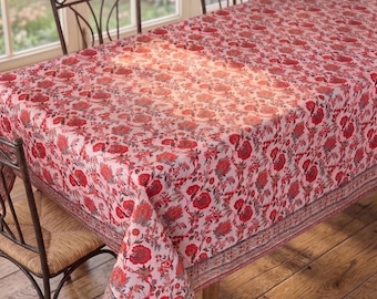 French Country Floral Tablecloth, Vintage Pink Rose Dining Decor,  Cottagecore Wedding & Outdoor Table Decor, Indoor Outdoor Dining Decor