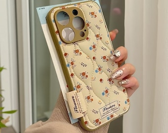 Funda de piel con estampado floral para iPhone: Funda de silicona a prueba de golpes para modelos de iPhone