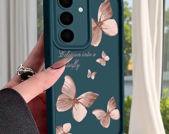 Funda Samsung Mariposa Dorada: Funda floral de TPU suave para la serie A, S26-S22 Ultra FE