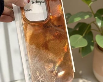 Funda para iPhone con efecto degradado de purpurina coreana y papel de aluminio – Funda de silicona artística