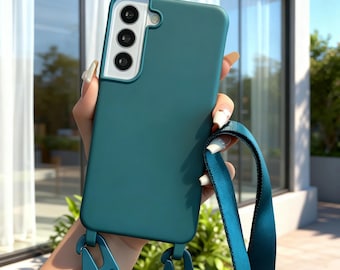 Funda de silicona Samsung con correa cruzada: Funda ajustable para teléfono con cordón para el cuello.