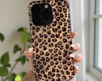 Funda transparente con estampado de leopardo para teléfono: Funda de silicona a prueba de golpes para modelos de iPhone.