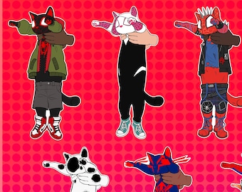 Long Spider-Cats 4” Vinyl Stickers