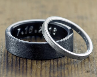 Eco Friendly Wedding Band Set, Sterling Silver