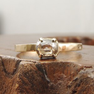 Chocolate Diamond Engagement Ring, Rose Cut Diamond 14k Gold Engagement Ring, Chocolate Diamond