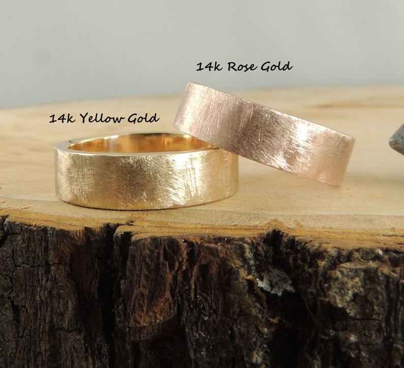 Recycled 14k Gold Mens Wedding Band Brushed Gold Gold Mens Etsy