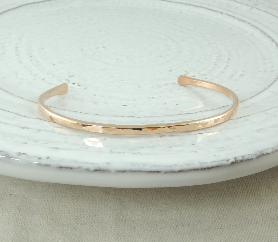 14k Rose Gold Fill Cuff Bracelet Simple Gold Cuff Stacking Etsy