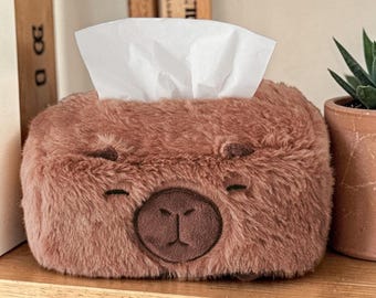 Cute Capybara Tissue Box Holder, Plush Tissue Cover, Kawaii Tissue Box Case, Cartoon Paper Towel Holder, Desk Decor, Home Room Decor Gift