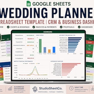 Hochzeitsplaner-Tabellenvorlage | CRM- und Business-Dashboard für Google Sheets