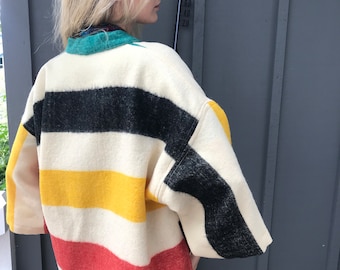 Upcycled wool Hudson Bay style blanket xochi jacket