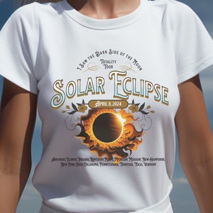 Total Solar Eclipse Shirt, April 8 2024, Vintage Rock T Shirt Inspired, Paths of Totality, States Totality, Total Solar Eclipse Souvenir