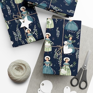 Eight Maids a Milking Gift Wrap Paper, 12 Days of Christmas, Vintage Inspired, Christmas Carols, Christmas Wrapping Paper Unique Gift Giving