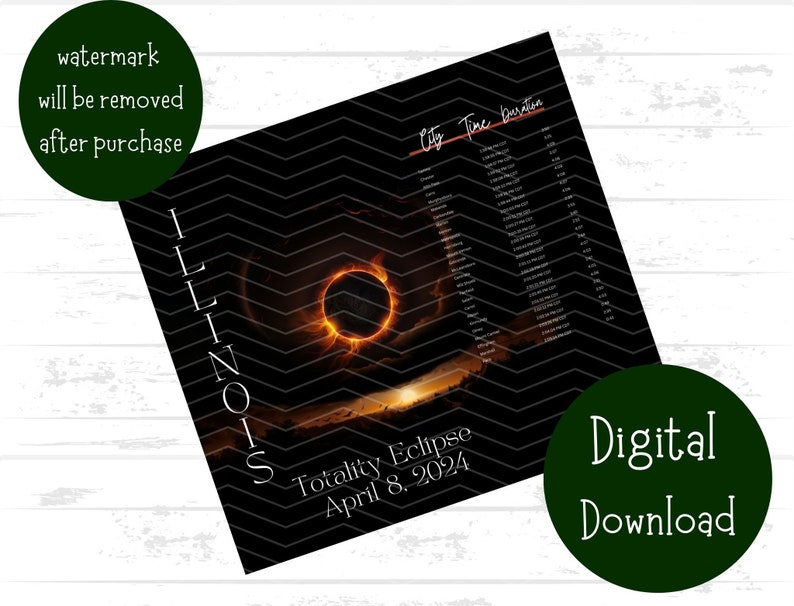 Totality Eclipse 2024 Solar Eclipse Illinois Cities Eclipse Etsy
