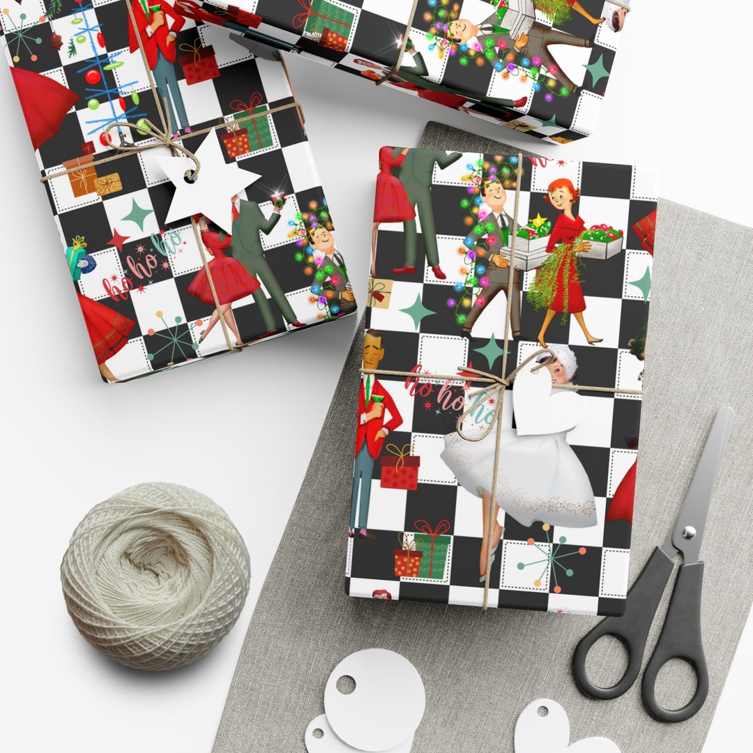 Mid Century Modern Retro 1950s Retro Vintage Christmas Wrapping Paper ...