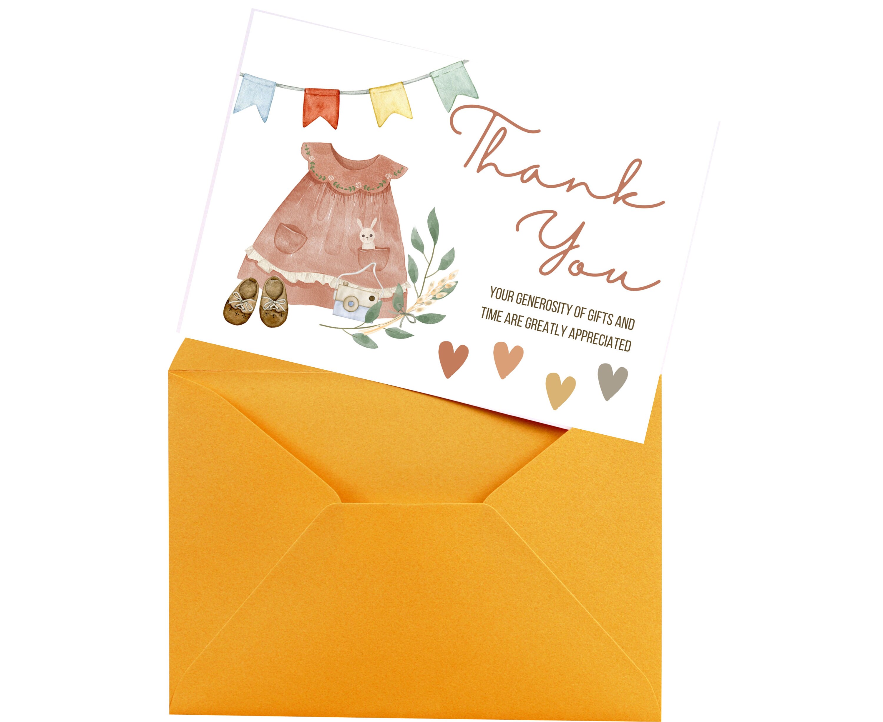 PRINTED Thank You Cards Boho Baby Girl Shower Thank You Etsy