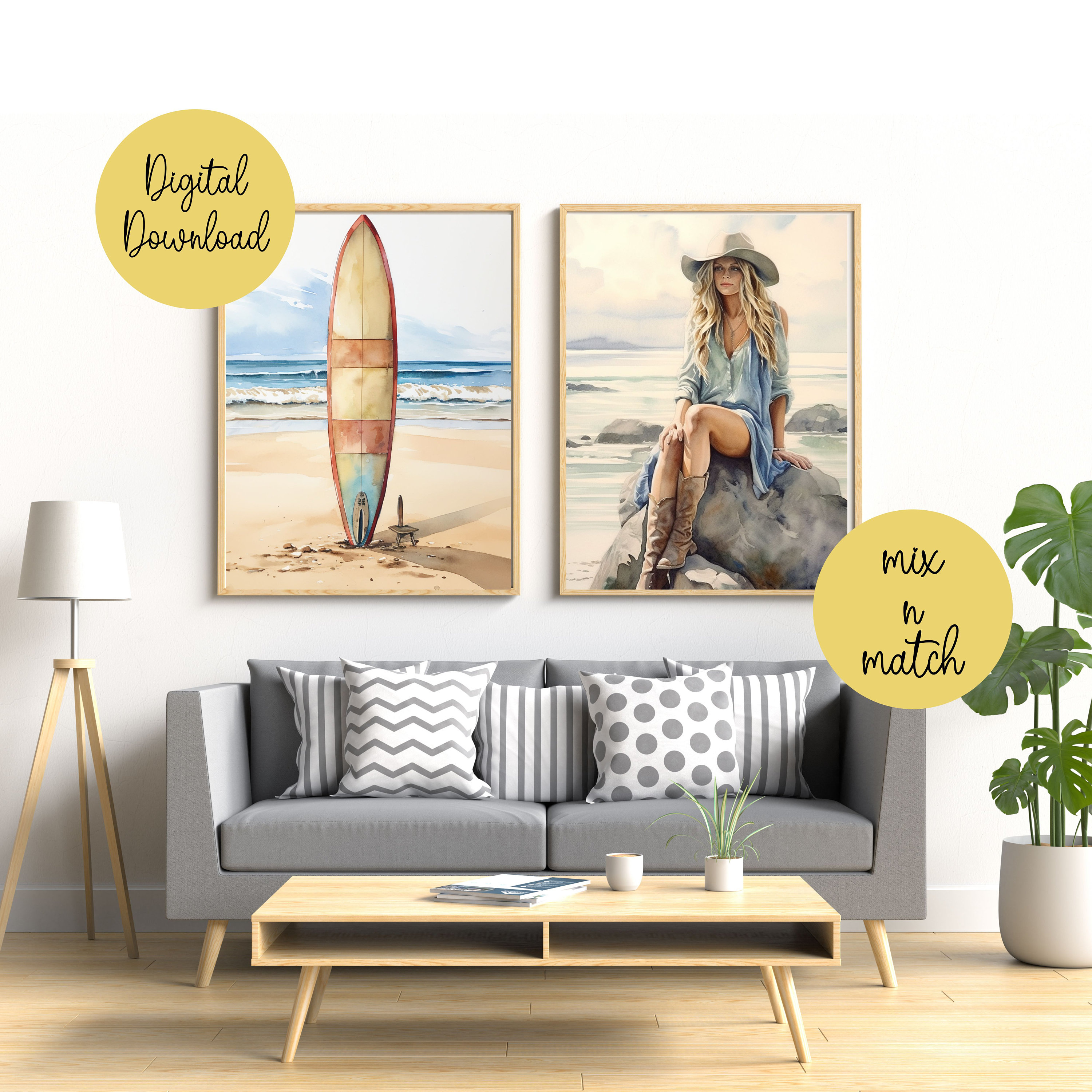 Coastal Cowgirl Surfboard Printable Print, Poster, Beach Printable ...