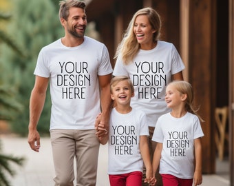 Christmas Family Mockup, Bella Canvas 3001 Mockup, Christmas Mockup, White Bella Canvas, Boho Inspiration Mockup, Bundle, Set of 3 Family