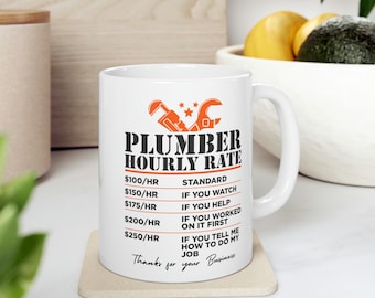 Tasse à café à taux horaire du plombier, tasse à café pour plombier, cadeau pour plombier, papa est un plombier, cadeau de plombier mari, cadeau pour papa