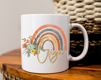 Boho Rainbow Gigi Coffee Mug, Best Gigi Ever Coffee Cup, My Favorite People Call Me Gigi, Pregnancy Announcement Gift, Baby Reveal Gift