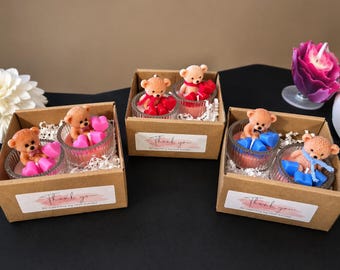 Set de regalo de vela con forma de osito de peluche hecho a mano