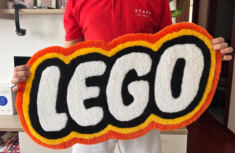 Red Lego Rug Colorful Tufted Word Rug | Fun Room Decor | Gift for Kids & Gamers - Etsy