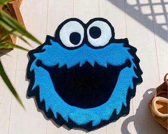Blue Monster Tufted Rug