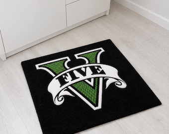 Gaming Rug 2026 | Tufted Black & Green Rug | Gamer Room Decor | Handmade Acrylic Yarn Rug | Non Slip Floor Mat