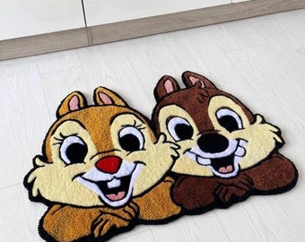 Handmade Chip and Dale Tufted Rug.
