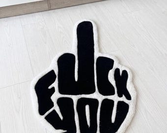 Funny Middle Finger Rug | Bold Statement Tufted Rug | Edgy Room Decor | Unique Gift