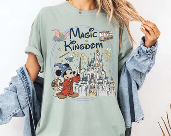Vintage Magic Kingdom Castle Shirt - Washed Denim Disney Mickey Tee