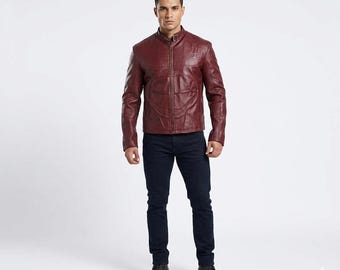 Daredevil Inspired Red Leather Jacket – Men's Superhero Biker Coat | Cosplay Gift for Men