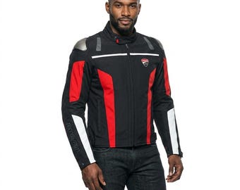 Chaqueta de moto inspirada en Ducati / Chaqueta de motociclista textil de competición para hombre / Equipamiento de protección para motociclistas