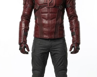 Veste en cuir à capuche Daredevil | Cosplay de super-héros et veste de motard | Cadeau déguisement inspiré de la bande dessinée