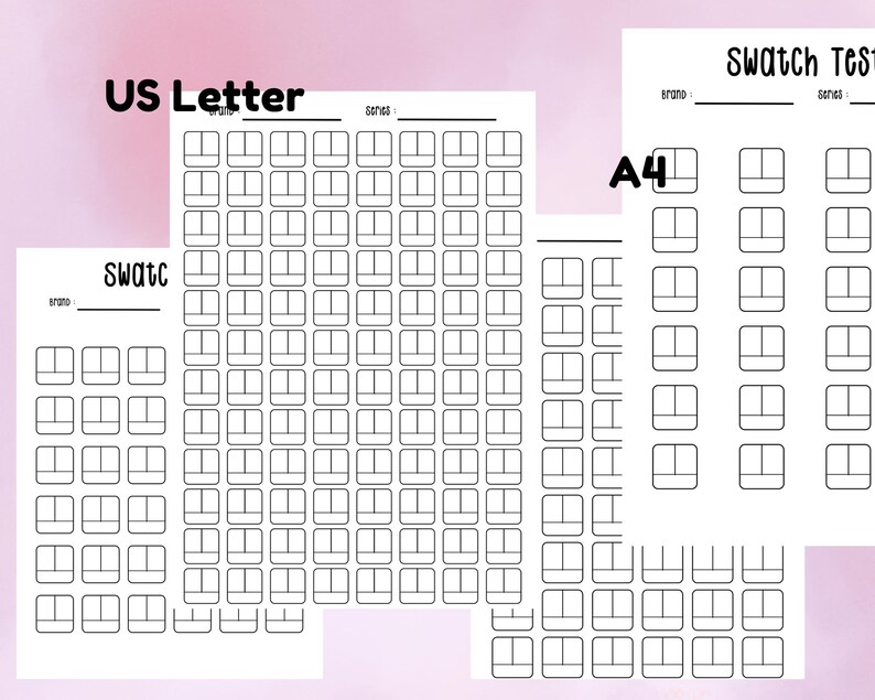 Swatch Rectangular Color Swatch Chart Printable A4 & US Letter | 24 36 54 96 Colors ...
