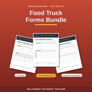 Food Truck Forms Bundle | Mobile Vendor Templates, Health Inspection Checklist (Printable PDF + Editable Word)