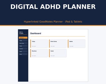 Cyfrowy planer ADHD | Hiperlinkowany planer GoodNotes na iPada i tablety | Pobieranie cyfrowe