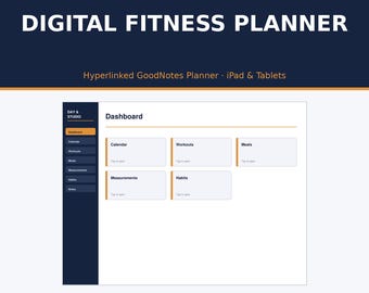 Cyfrowy planer fitness | Hiperlinkowany planer GoodNotes na iPada i tablety | Pobieranie cyfrowe