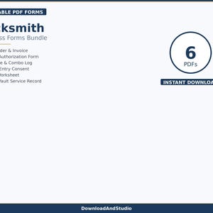 Pacchetto di moduli aziendali per fabbri / 6 PDF stampabili / Ordine di lavoro, Autorizzazione all'accesso, Registro codici chiave, Registro cassaforte / Documentazione per fabbri