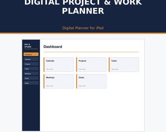 Cyfrowy planer projektów i pracy | Hiperlinkowany planer GoodNotes na iPada i tablety | Pobieranie cyfrowe