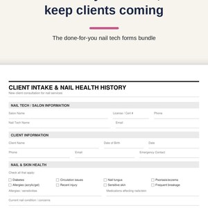 Nail Tech Forms Bundle | Client Intake, Consent, Patch Test (Printable PDF + Editable Word) image 4