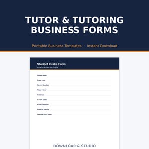 Tutor & Tutoring Business Forms Bundle | Intake, Agreement, Session Log and Invoice | Printable PDF + Editable Word
