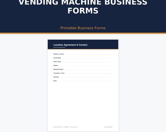 Pakiet formularzy biznesowych dla automatów vendingowych | Umowa lokalizacyjna, arkusz trasy i dziennik sprzedaży | Plik PDF do druku