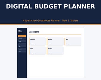 Cyfrowy planer budżetu | Hiperlinkowany planer GoodNotes na iPada i tablety | Pobieranie cyfrowe