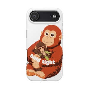 Halt fest Monkey Punch Handyhülle | Herzerwärmende Orang-Utan-Illustration, Schutzhülle