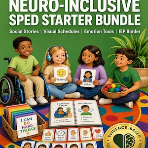 Neuro-Inclusive SPED Starter Bundle | Visual Schedules, IEP Data Binder & Emotion Regulation Toolkit | Special Ed Teacher Printable