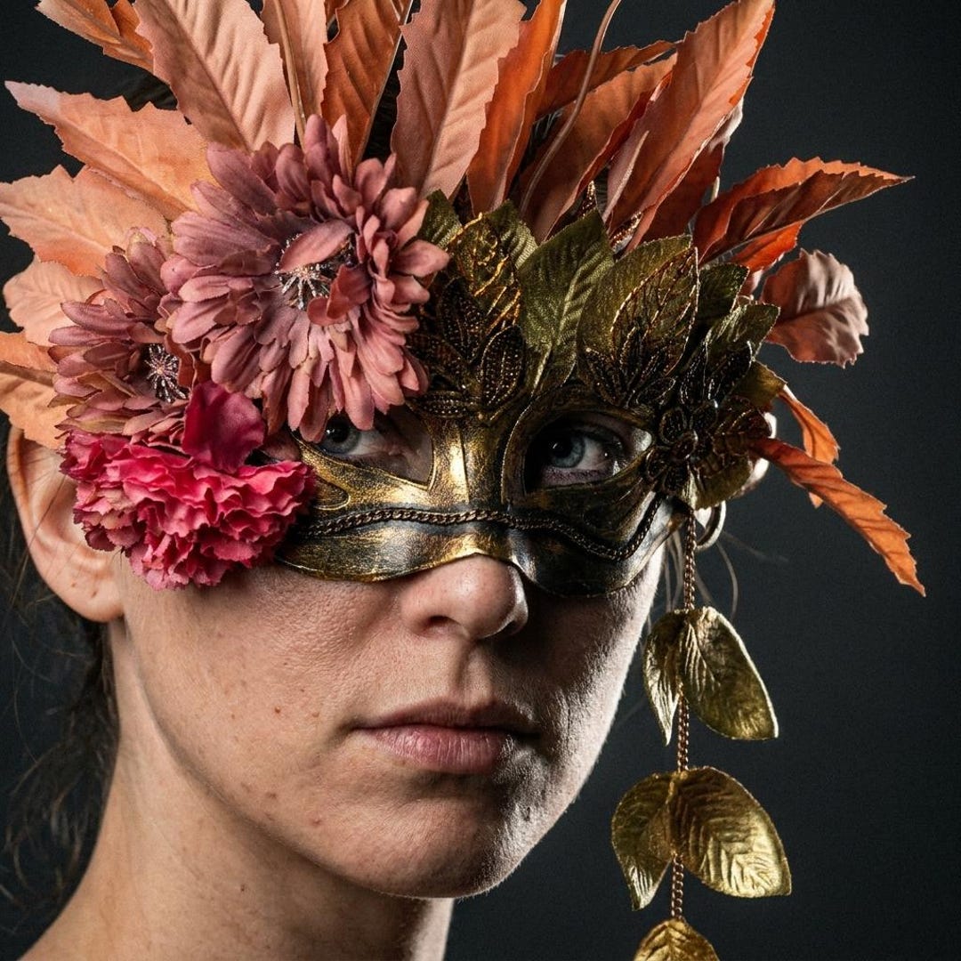 Autumn Masquerade Mask, Feather Leaf Floral Venetian Party Mask ...