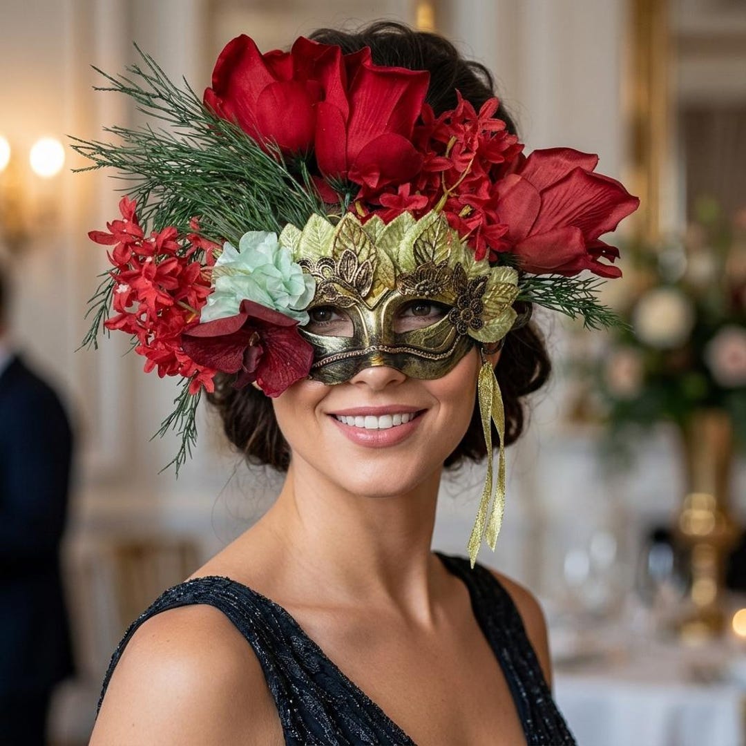 Spring Fesitval Mask Floral Masquerade Mask for Women, Venetian Flower Mask, Festival Party ...