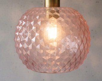 Lámpara de Techo Translúcida "Lampshade 8.0" - Pantalla Diamond Rosa - Brillo Cristalino PETG con Kit de Suspensión - Diseño Moderno y Chic