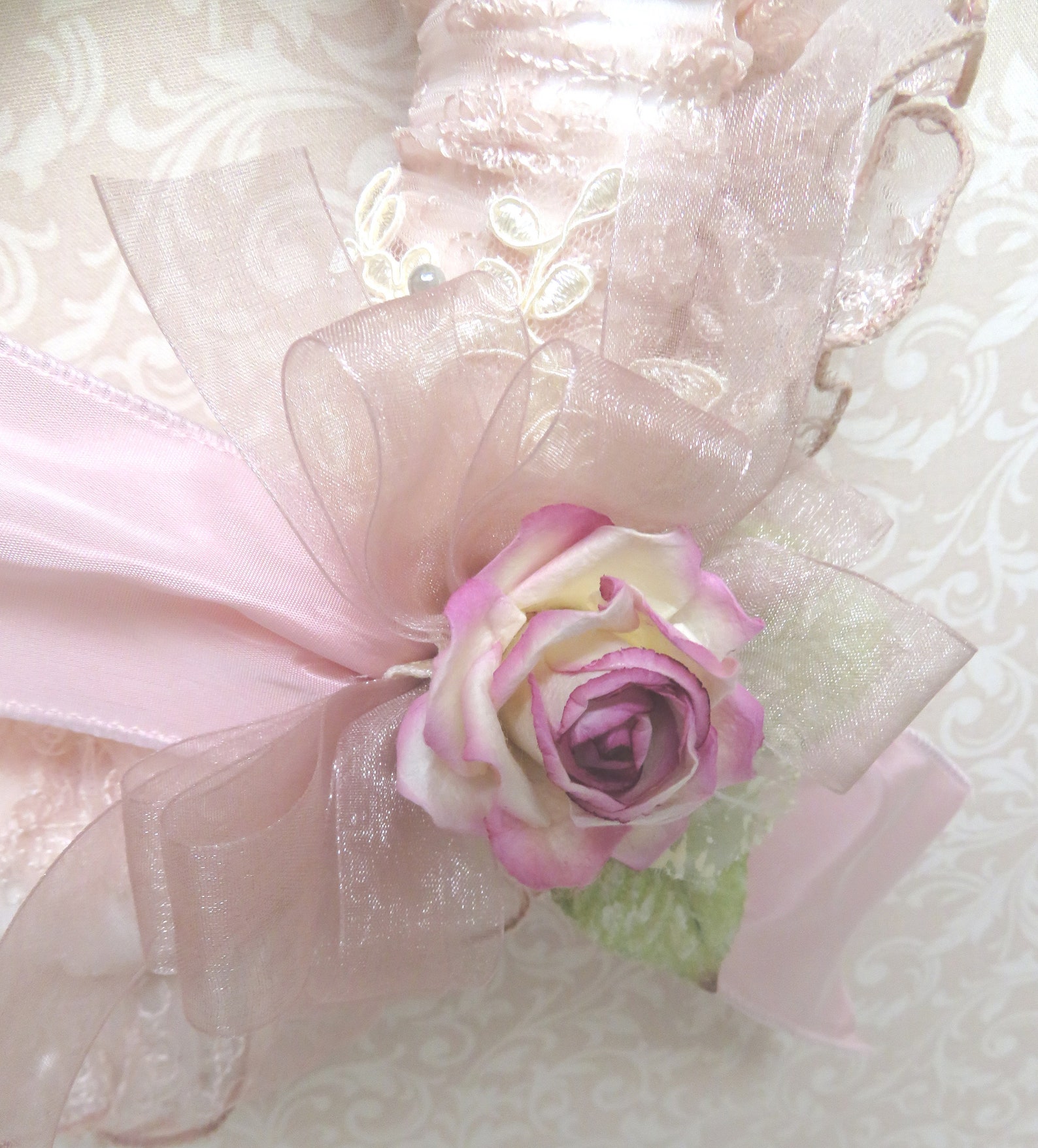 Pink Lace Heart, Heart Wreath, Pink Rose Wreath, Pink Heart Wreath